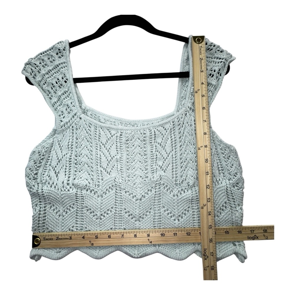 Aéropostale Crocheted Square-Neck Crop Top Light Blue "Spirit Blue" Color Sz XL - Picture 8 of 8